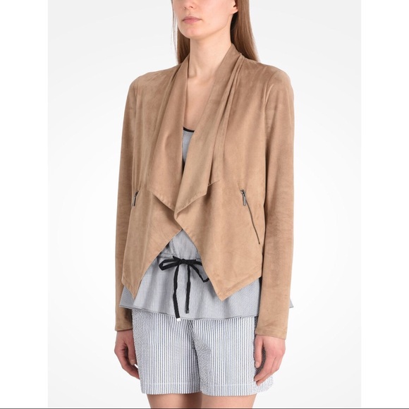 Armani Exchange Brown Tan Faux Suede Fluid Blazer Cardigan - Picture 3 of 12